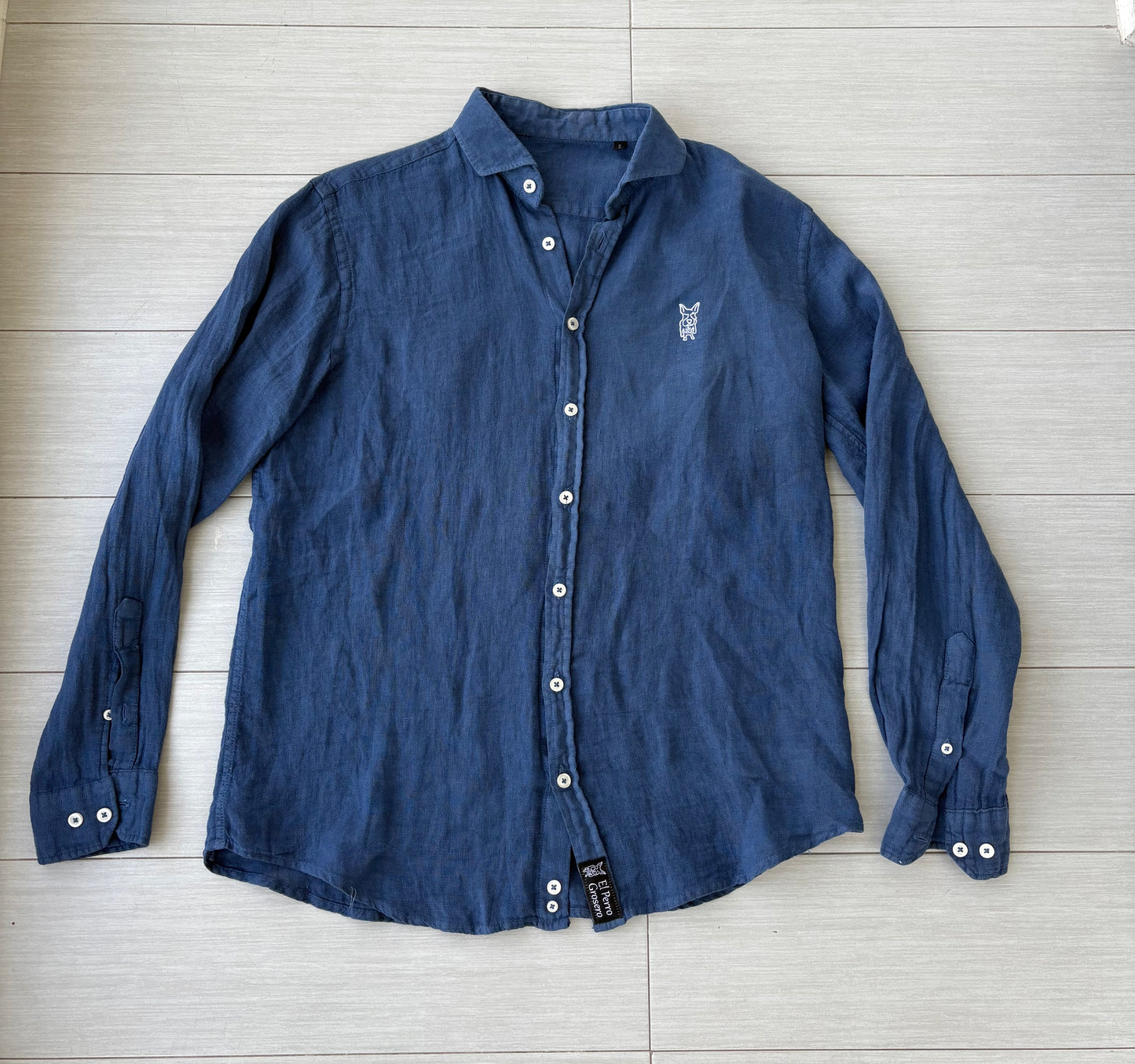 CAMISA LINO AZUL OSCURA