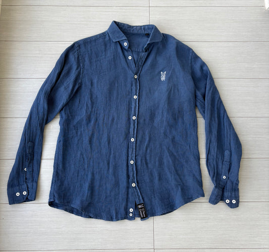 CAMISA LINO AZUL OSCURA